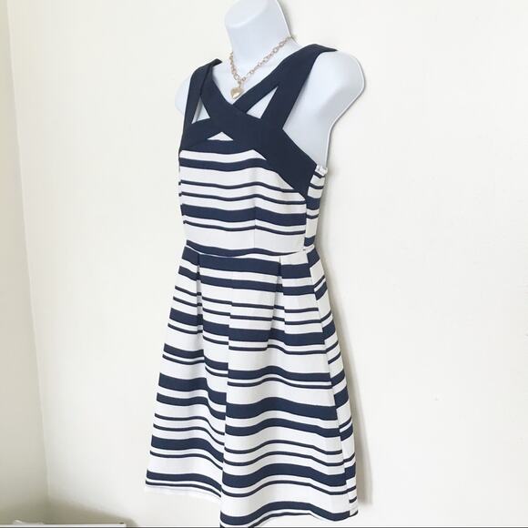 SHE + SKY Fit & Flare Blue & White Striped Sundress, S, NWT! - Picture 4 of 9